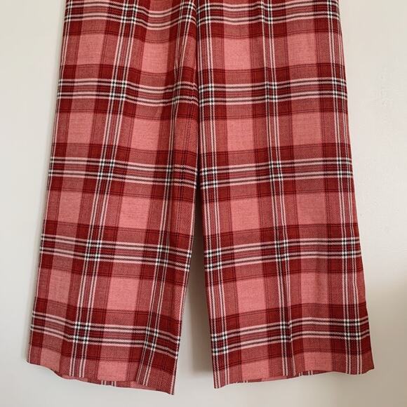 Red Multi Whistles Cara Check Wide Leg Trousers US 4 - Picture 5 of 9